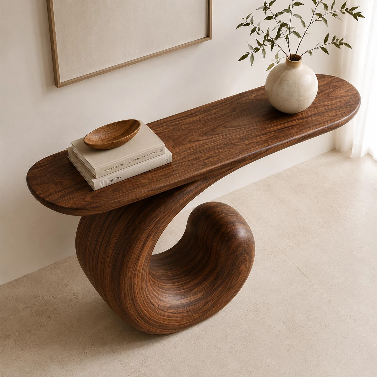 Sculptural Spiral Console Table in Natural Solid Wood - Livewoodcraft - 4