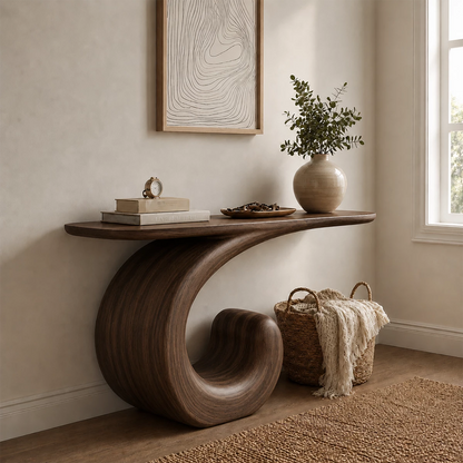 Sculptural Spiral Console Table in Natural Solid Wood - Livewoodcraft - 8