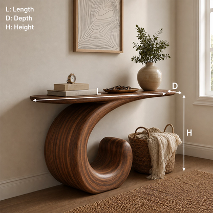 Sculptural Spiral Console Table in Natural Solid Wood - Livewoodcraft - 9