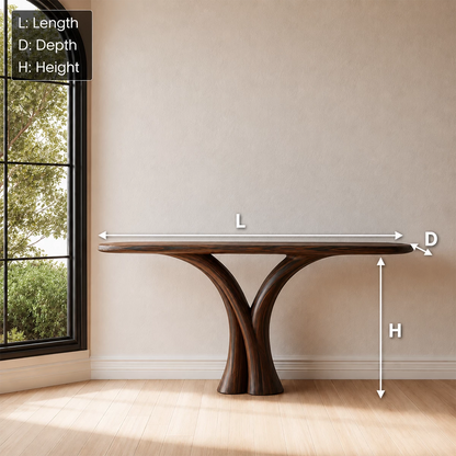Sculptural Twin Arch Console Table in Natural Solid Wood - Livewoodcraft - 10