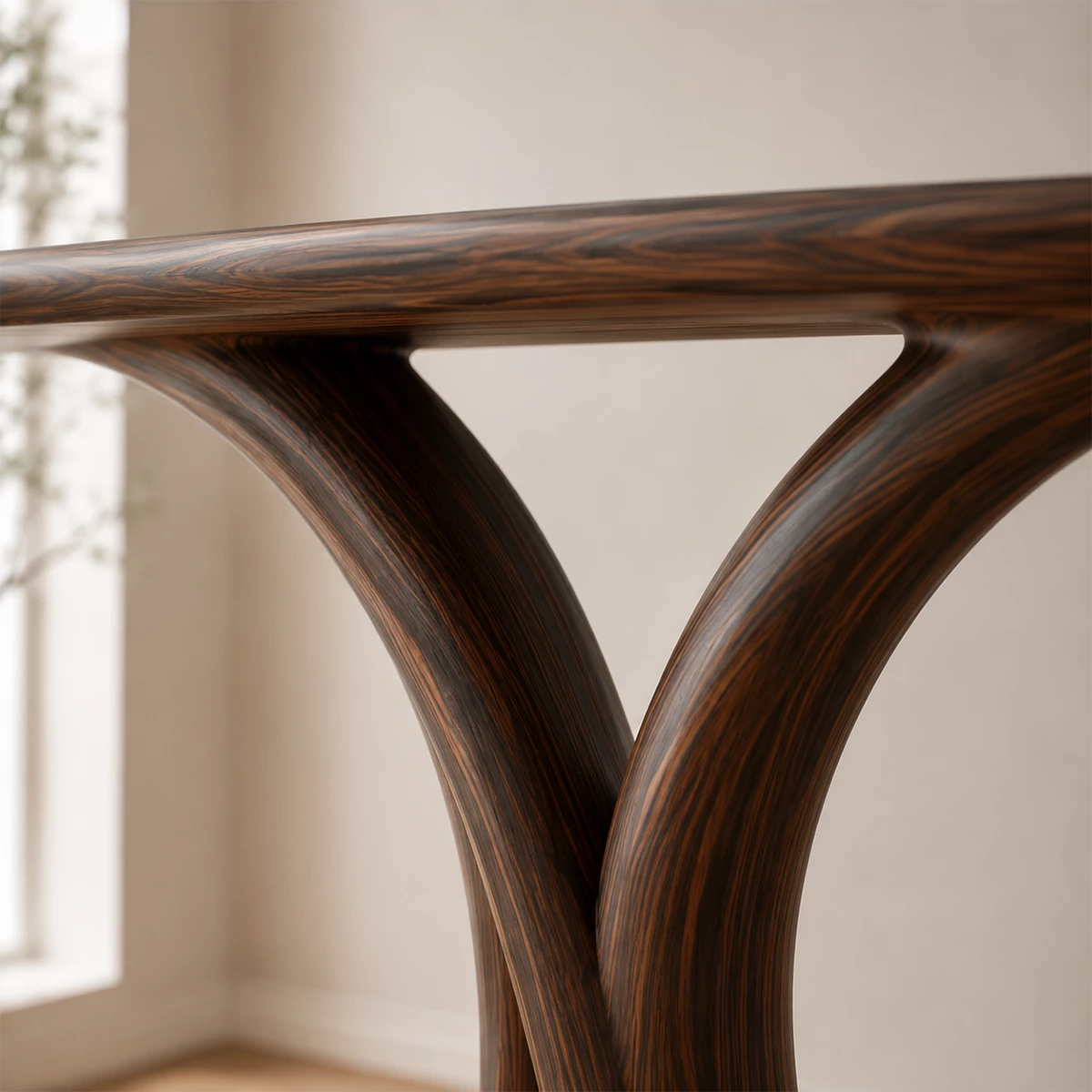 Sculptural Twin Arch Console Table in Natural Solid Wood - Livewoodcraft - 2