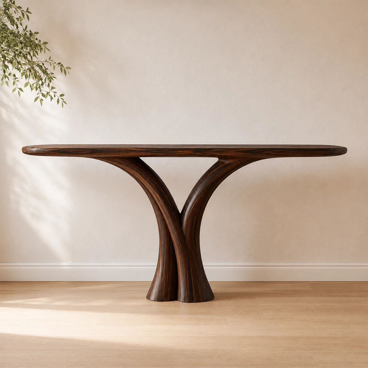 Sculptural Twin Arch Console Table in Natural Solid Wood - Livewoodcraft