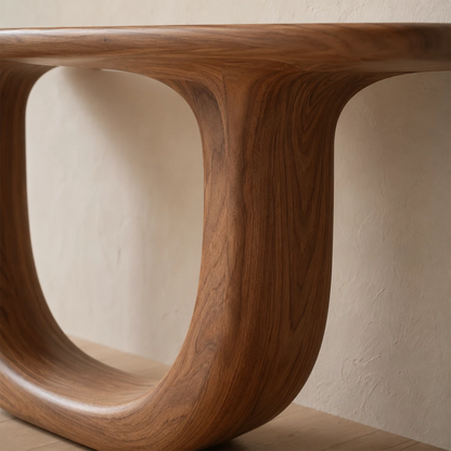 Sculptural U-Shaped Console Table in Natural Solid Wood - Livewoodcraft - 6
