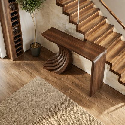Sculptural Wave Base Natural Solid Wood Console Table for Entryways - Livewoodcraft - 7