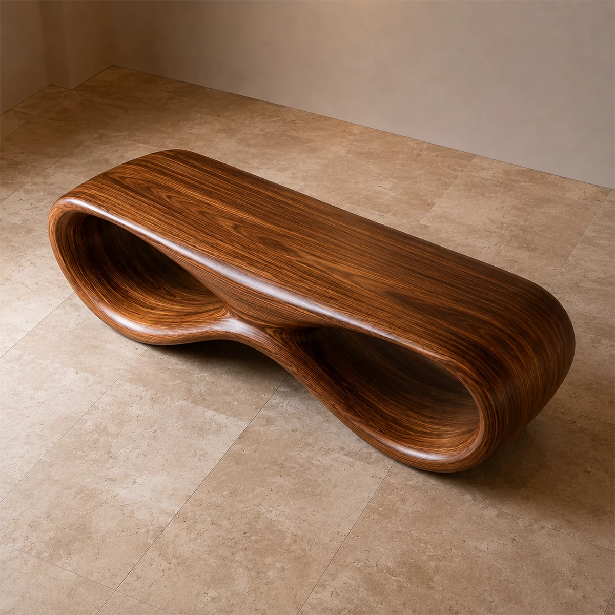 Sculptural Wave Wood Bench – Organic Natural Wood Bench for Modern Interior - Livewoodcraft - 10
