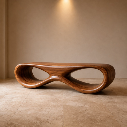 Sculptural Wave Wood Bench – Organic Natural Wood Bench for Modern Interior - Livewoodcraft - 11
