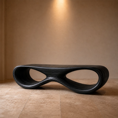 Sculptural Wave Wood Bench – Organic Natural Wood Bench for Modern Interior - Livewoodcraft - 3