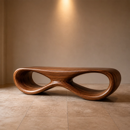 Sculptural Wave Wood Bench – Organic Natural Wood Bench for Modern Interior - Livewoodcraft - 4