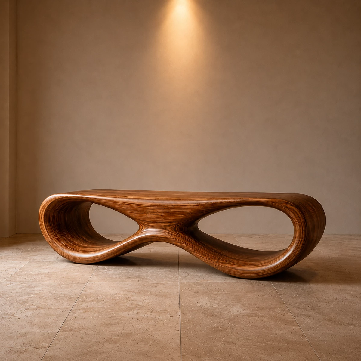 Sculptural Wave Wood Bench – Organic Natural Wood Bench for Modern Interior - Livewoodcraft - 5