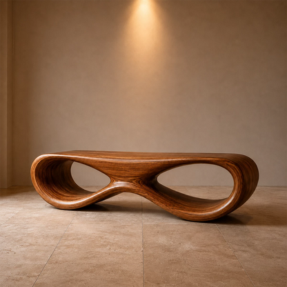 Sculptural Wave Wood Bench – Organic Natural Wood Bench for Modern Interior - Livewoodcraft - 5