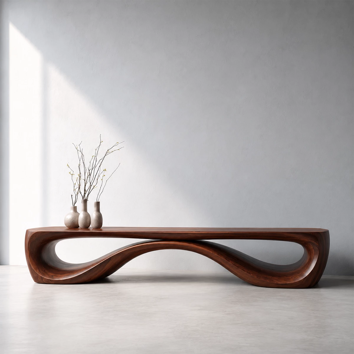 Sculptural Wave Wood Bench – Organic Natural Wood Bench for Modern Interior - Livewoodcraft - 5584 - 10