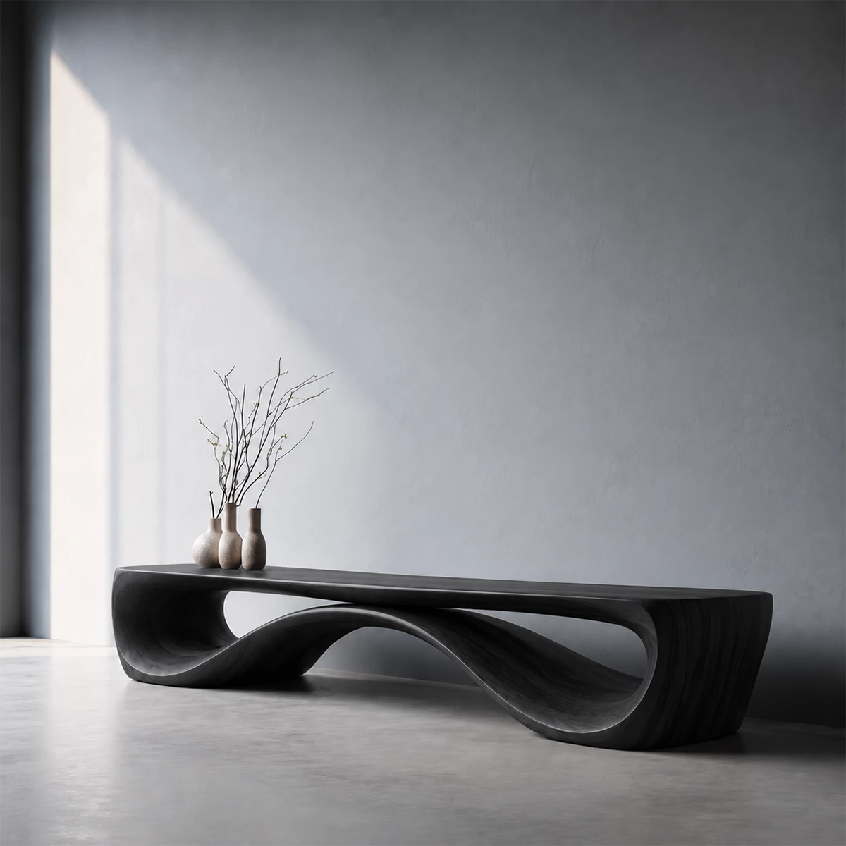 Sculptural Wave Wood Bench – Organic Natural Wood Bench for Modern Interior - Livewoodcraft - 5584 - 3