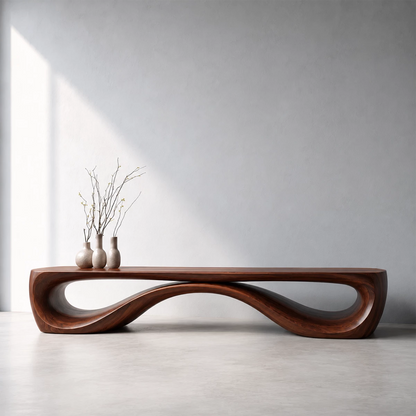 Sculptural Wave Wood Bench – Organic Natural Wood Bench for Modern Interior - Livewoodcraft - 5584 - 5