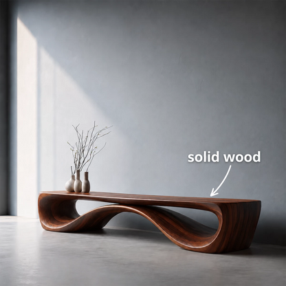 Sculptural Wave Wood Bench – Organic Natural Wood Bench for Modern Interior - Livewoodcraft - 5584 - 6