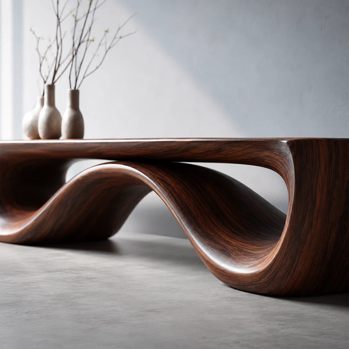 Sculptural Wave Wood Bench – Organic Natural Wood Bench for Modern Interior - Livewoodcraft - 5584 - 8