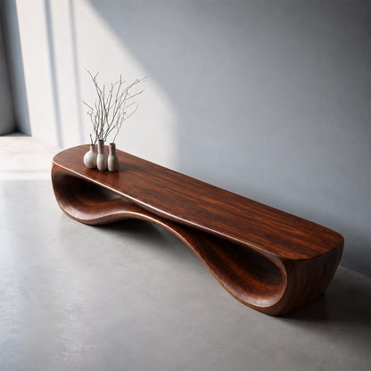 Sculptural Wave Wood Bench – Organic Natural Wood Bench for Modern Interior - Livewoodcraft - 5584 - 9