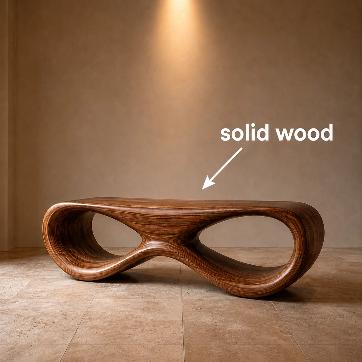 Sculptural Wave Wood Bench – Organic Natural Wood Bench for Modern Interior - Livewoodcraft - 6
