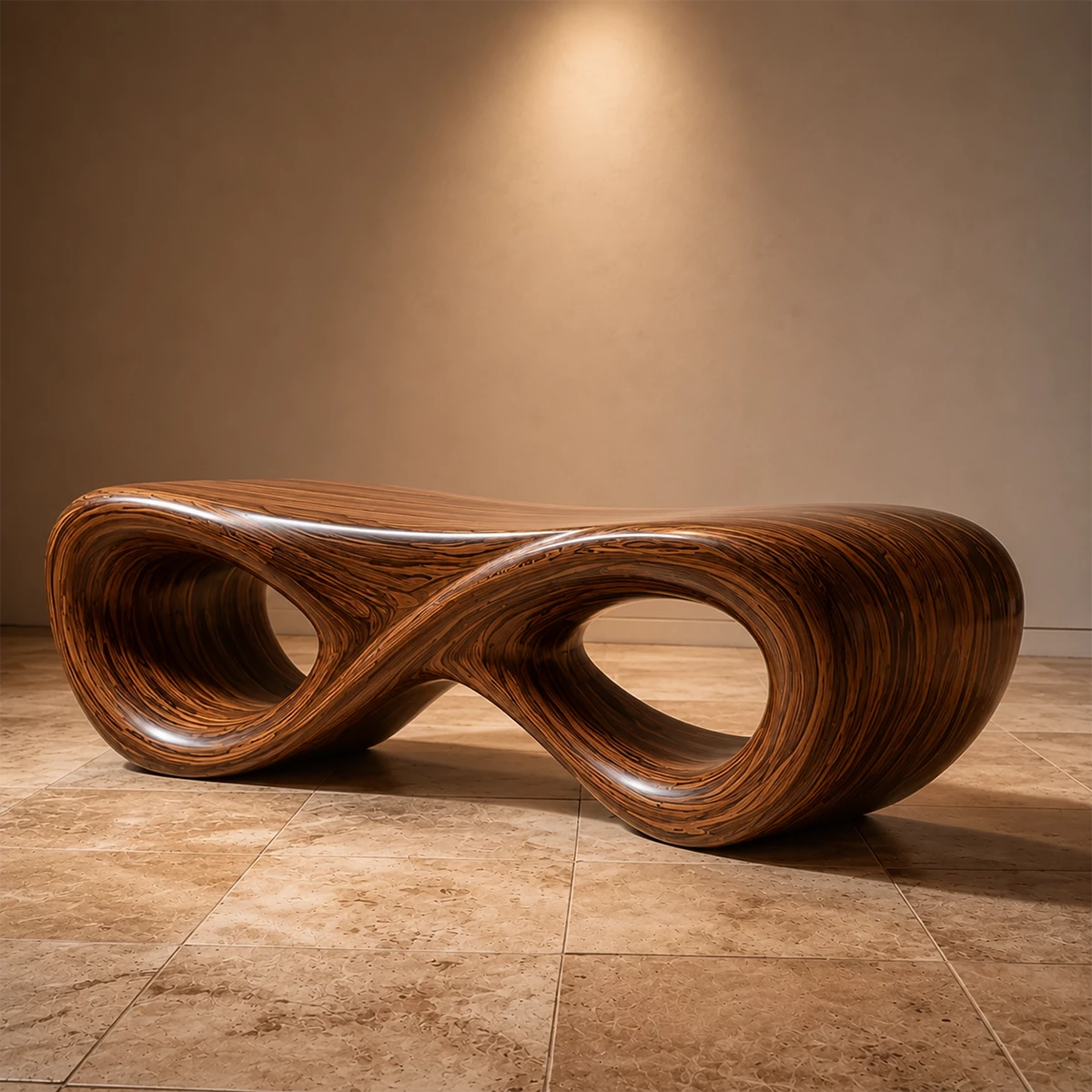 Sculptural Wave Wood Bench – Organic Natural Wood Bench for Modern Interior - Livewoodcraft - 6016 - 11