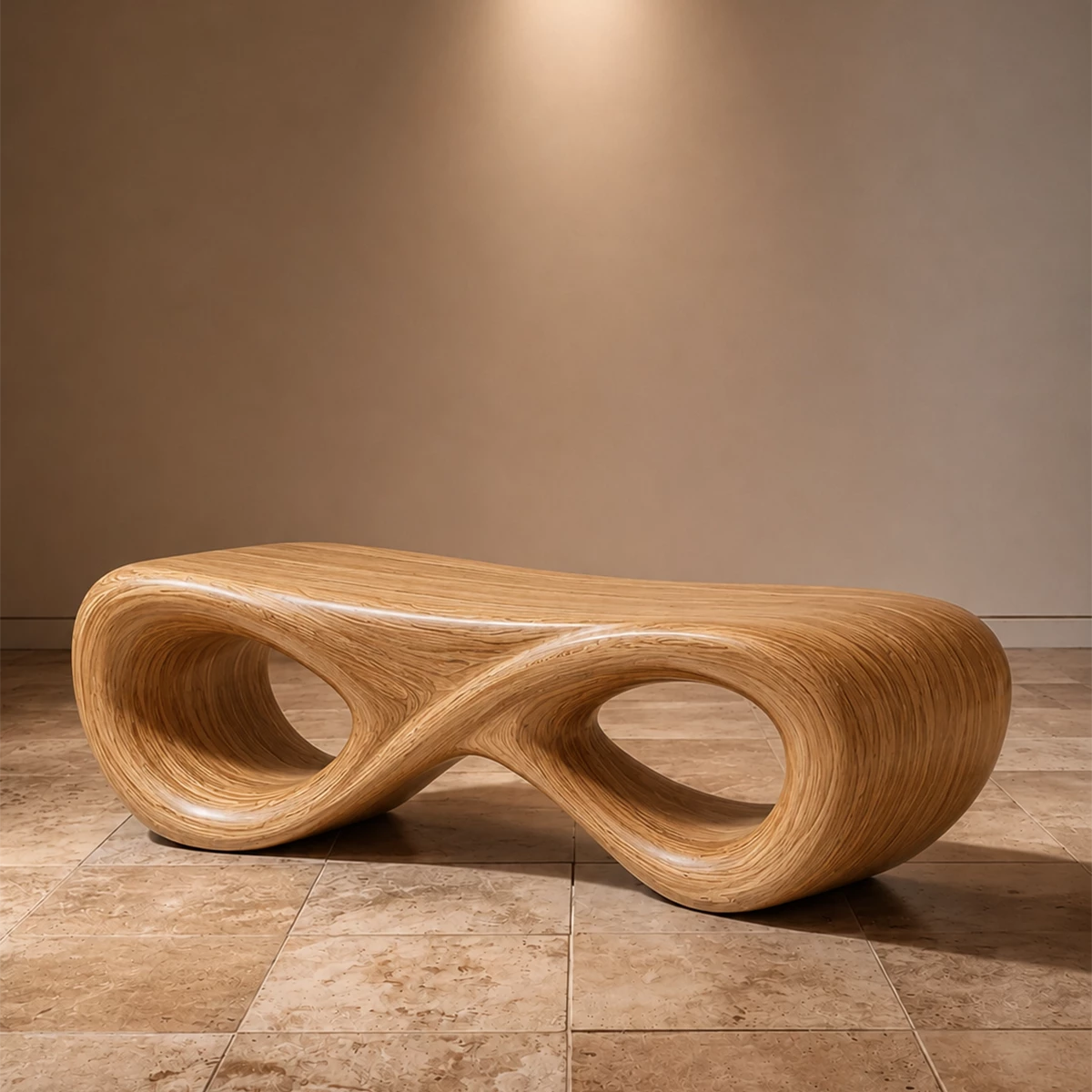 Sculptural Wave Wood Bench – Organic Natural Wood Bench for Modern Interior - Livewoodcraft - 6016 - 2