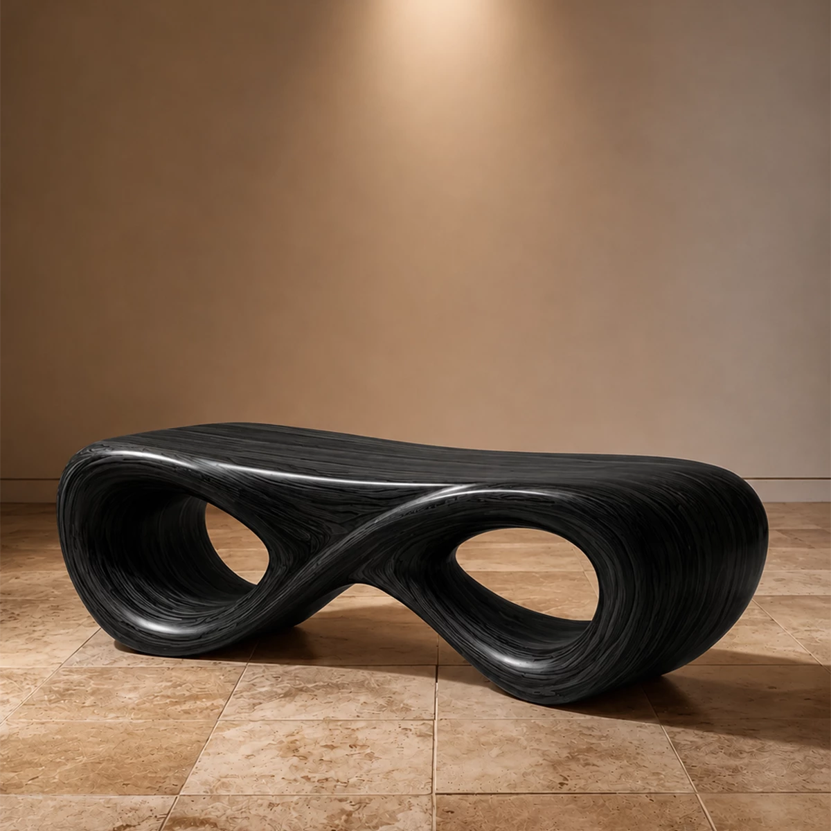 Sculptural Wave Wood Bench – Organic Natural Wood Bench for Modern Interior - Livewoodcraft - 6016 - 3