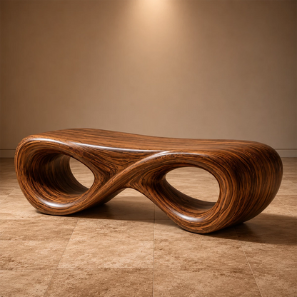 Sculptural Wave Wood Bench – Organic Natural Wood Bench for Modern Interior - Livewoodcraft - 6016 - 4