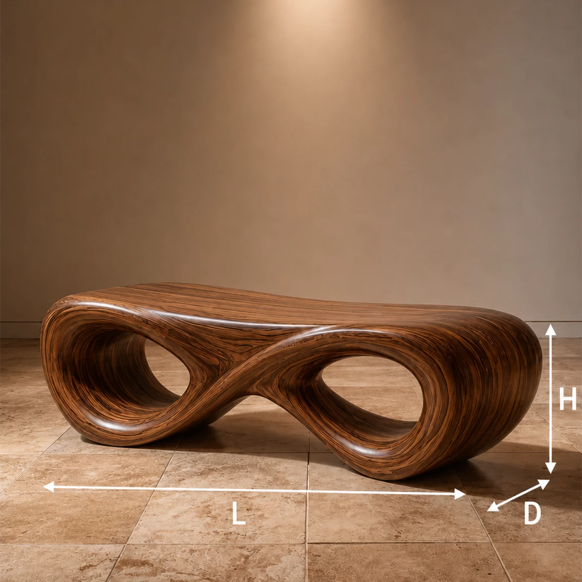 Sculptural Wave Wood Bench – Organic Natural Wood Bench for Modern Interior - Livewoodcraft - 6016 - 5