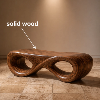 Sculptural Wave Wood Bench – Organic Natural Wood Bench for Modern Interior - Livewoodcraft - 6016 - 6