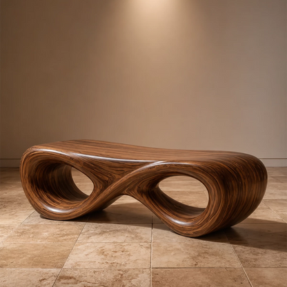 Sculptural Wave Wood Bench – Organic Natural Wood Bench for Modern Interior - Livewoodcraft - 6016 - 7