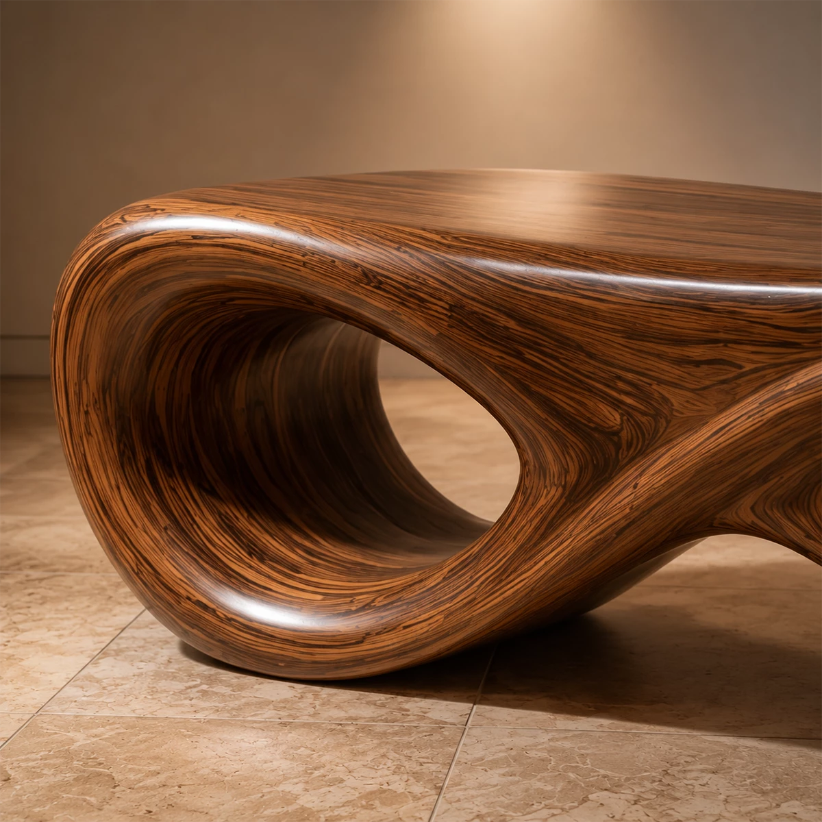 Sculptural Wave Wood Bench – Organic Natural Wood Bench for Modern Interior - Livewoodcraft - 6016 - 8