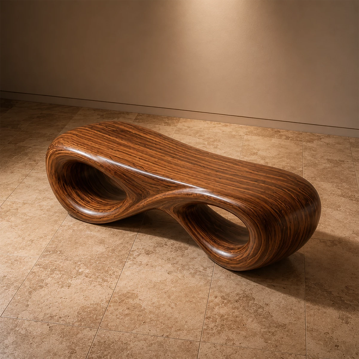 Sculptural Wave Wood Bench – Organic Natural Wood Bench for Modern Interior - Livewoodcraft - 6016 - 9