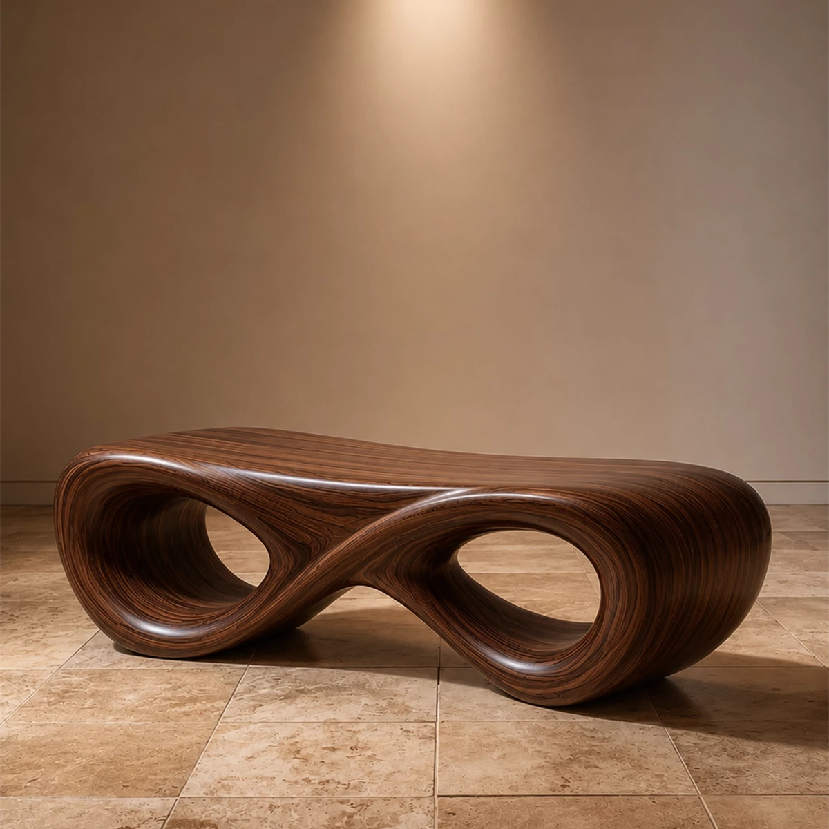 Sculptural Wave Wood Bench – Organic Natural Wood Bench for Modern Interior - Livewoodcraft - 6016