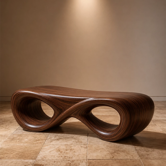 Sculptural Wave Wood Bench – Organic Natural Wood Bench for Modern Interior - Livewoodcraft - 6016