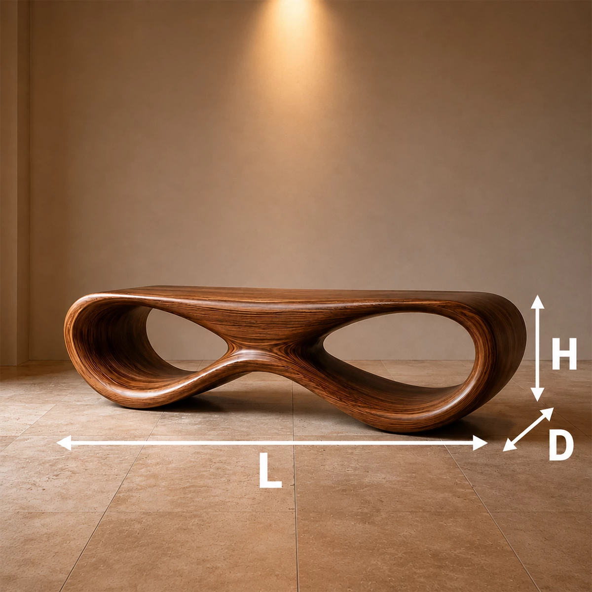 Sculptural Wave Wood Bench – Organic Natural Wood Bench for Modern Interior - Livewoodcraft - 7