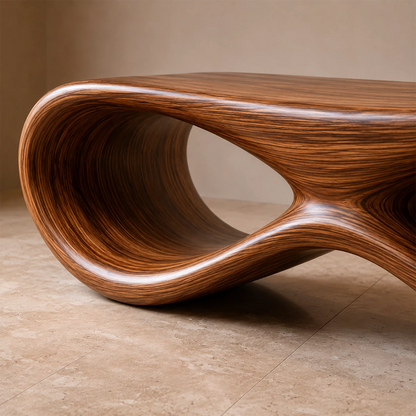 Sculptural Wave Wood Bench – Organic Natural Wood Bench for Modern Interior - Livewoodcraft - 8