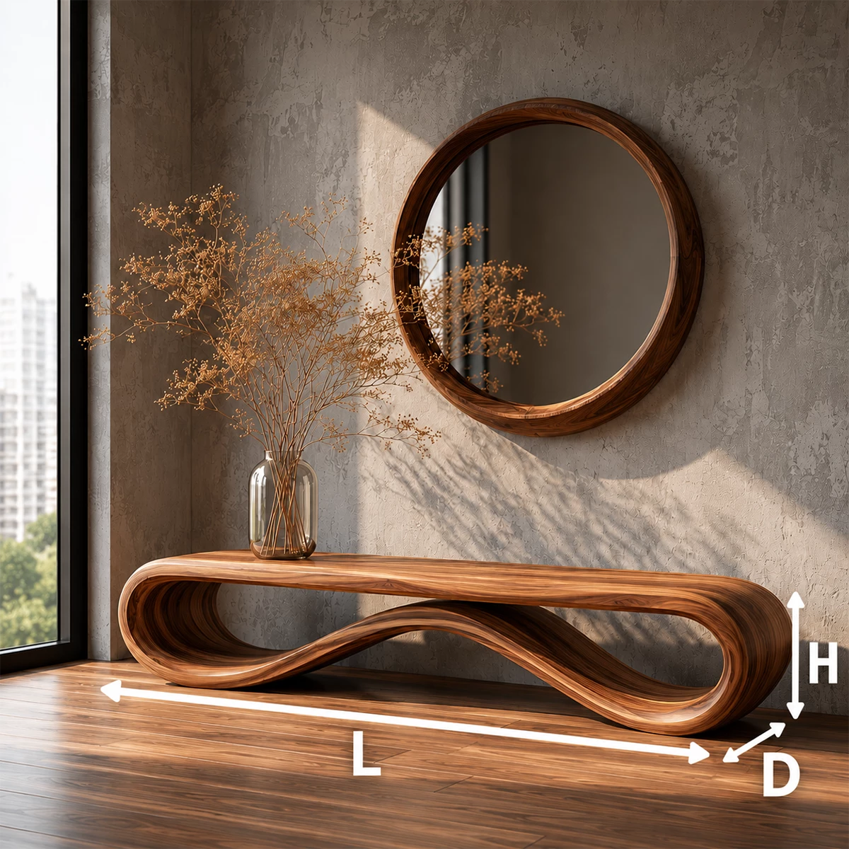 Sculptural Wave Wood Bench – Organic Natural Wood Entryway Bench for Modern Interior - Livewoodcraft - 1968 - 6