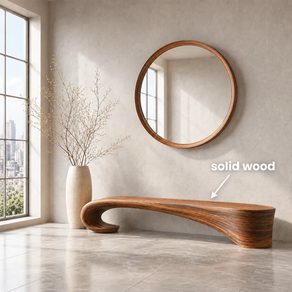 Sculptural Wave Wood Bench – Organic Natural Wood Entryway Bench for Modern Interior - Livewoodcraft - 7