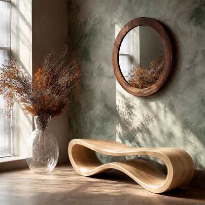 Sculptural Wave Wood Bench – Organic Natural Wood Entryway Bench for Modern Interiors - Livewoodcraft - 4