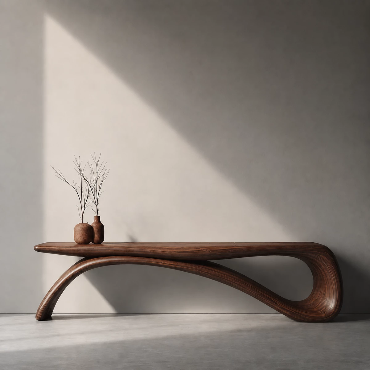 Sculptural Wave Wood Console Table – Organic Natural Wood Console for Modern Interior - Livewoodcraft - 10