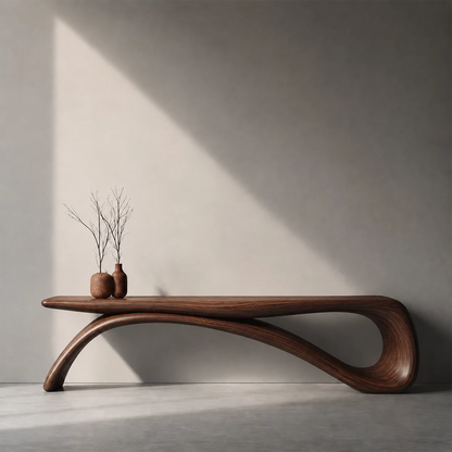 Sculptural Wave Wood Console Table – Organic Natural Wood Console for Modern Interior - Livewoodcraft - 10