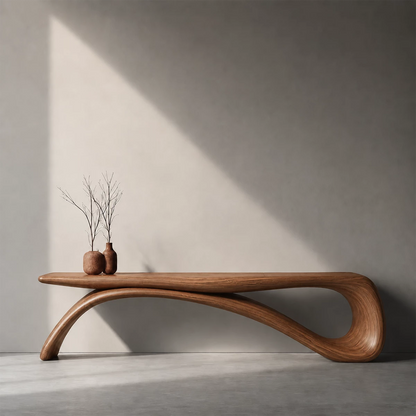 Sculptural Wave Wood Console Table – Organic Natural Wood Console for Modern Interior - Livewoodcraft - 2