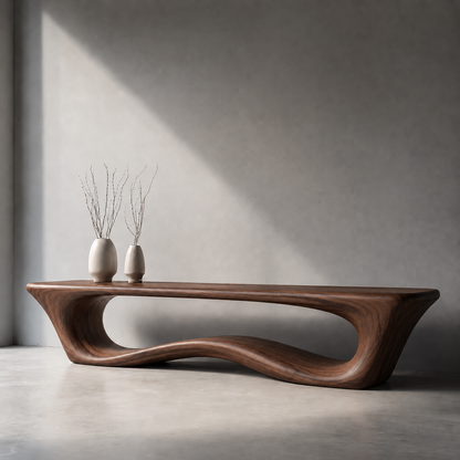 Sculptural Wave Wood Console Table – Organic Natural Wood Console for Modern Interior - Livewoodcraft - 2752 - 2