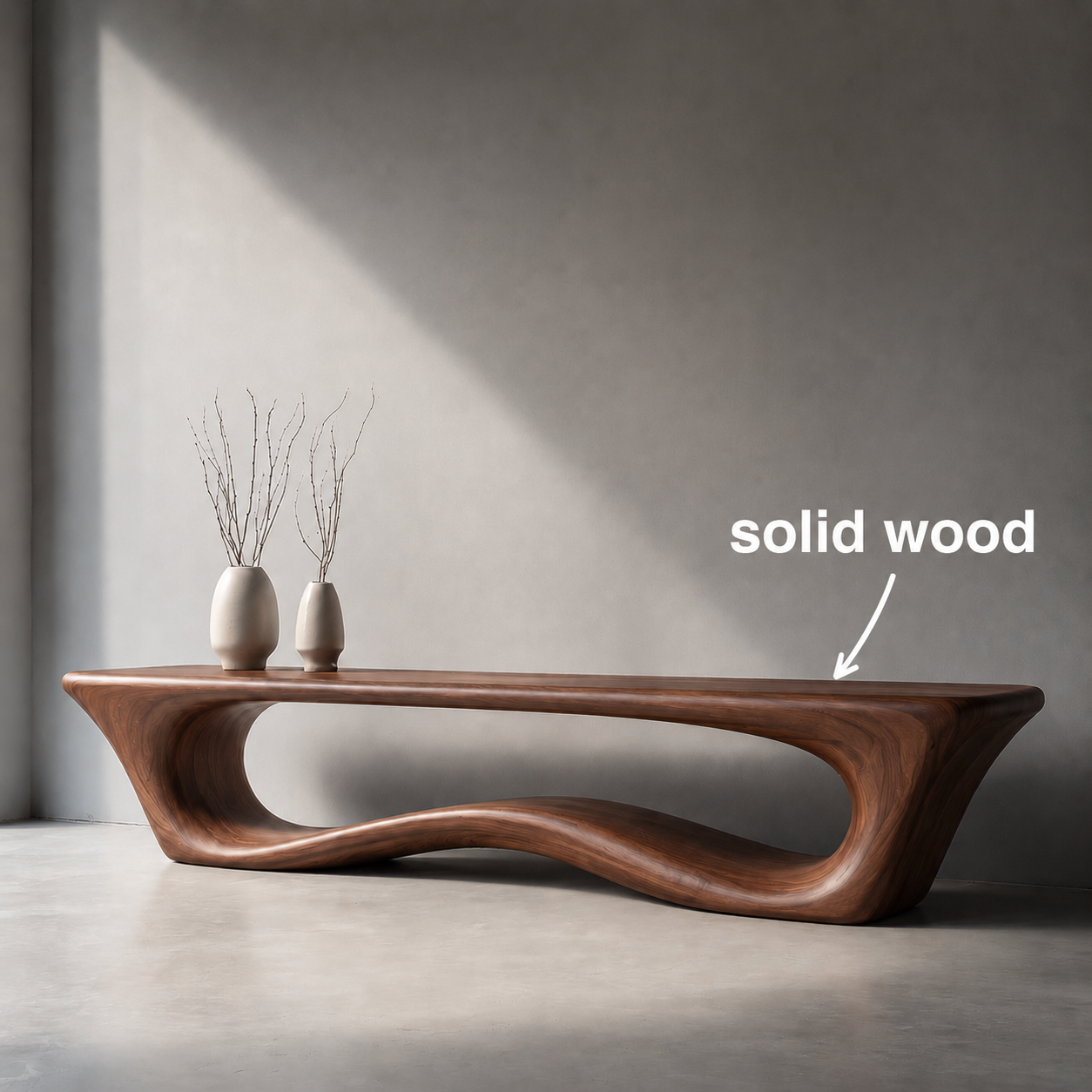 Sculptural Wave Wood Console Table – Organic Natural Wood Console for Modern Interior - Livewoodcraft - 2752 - 5