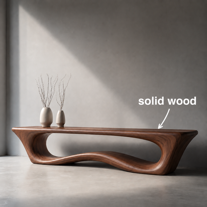 Sculptural Wave Wood Console Table – Organic Natural Wood Console for Modern Interior - Livewoodcraft - 2752 - 5