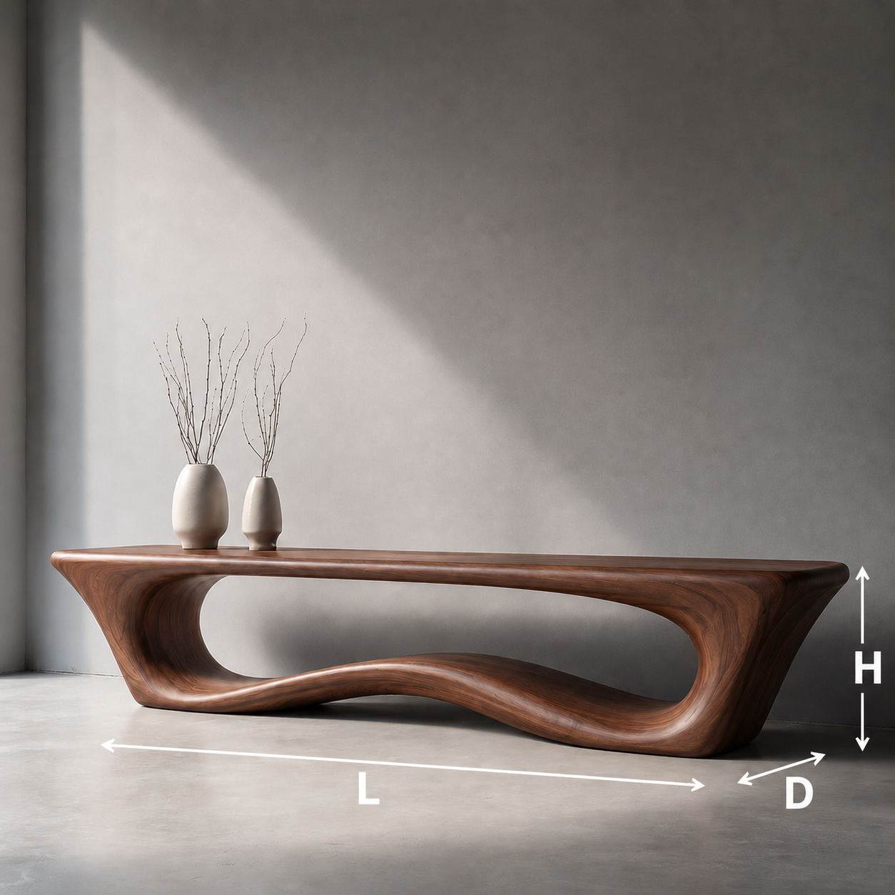 Sculptural Wave Wood Console Table – Organic Natural Wood Console for Modern Interior - Livewoodcraft - 2752 - 6