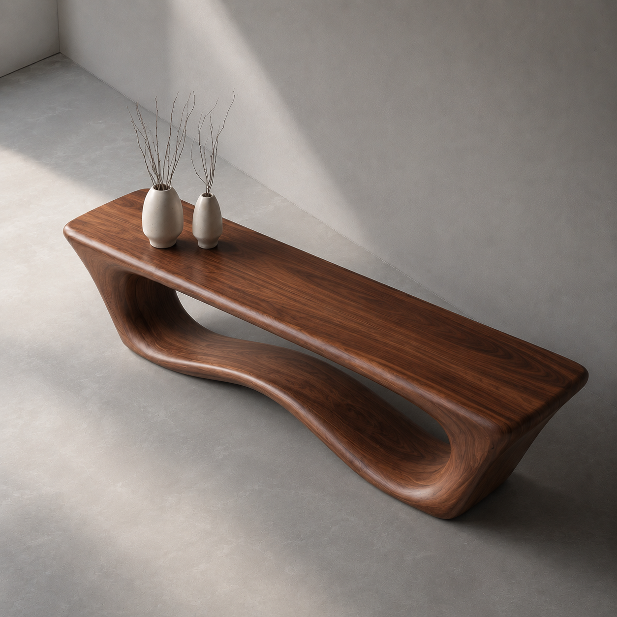 Sculptural Wave Wood Console Table – Organic Natural Wood Console for Modern Interior - Livewoodcraft - 2752 - 8