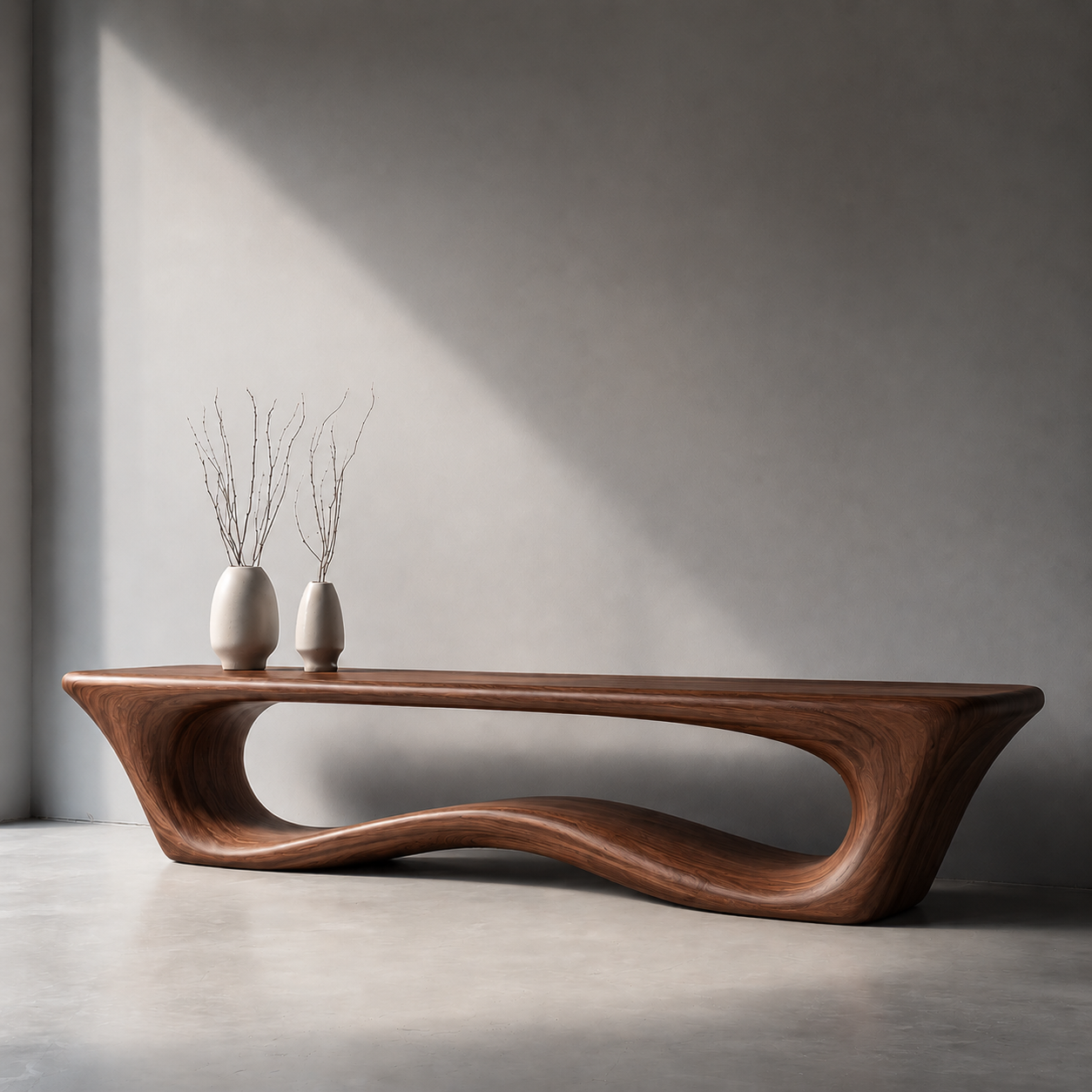 Sculptural Wave Wood Console Table – Organic Natural Wood Console for Modern Interior - Livewoodcraft - 2752 - 9