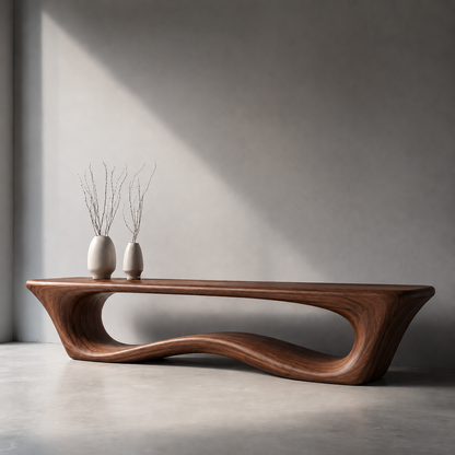 Sculptural Wave Wood Console Table – Organic Natural Wood Console for Modern Interior - Livewoodcraft - 2752 - 9