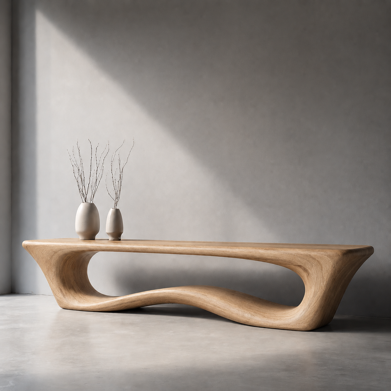 Sculptural Wave Wood Console Table – Organic Natural Wood Console for Modern Interior - Livewoodcraft - 2752