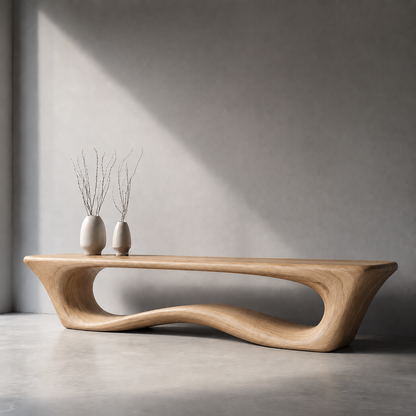 Sculptural Wave Wood Console Table – Organic Natural Wood Console for Modern Interior - Livewoodcraft - 2752