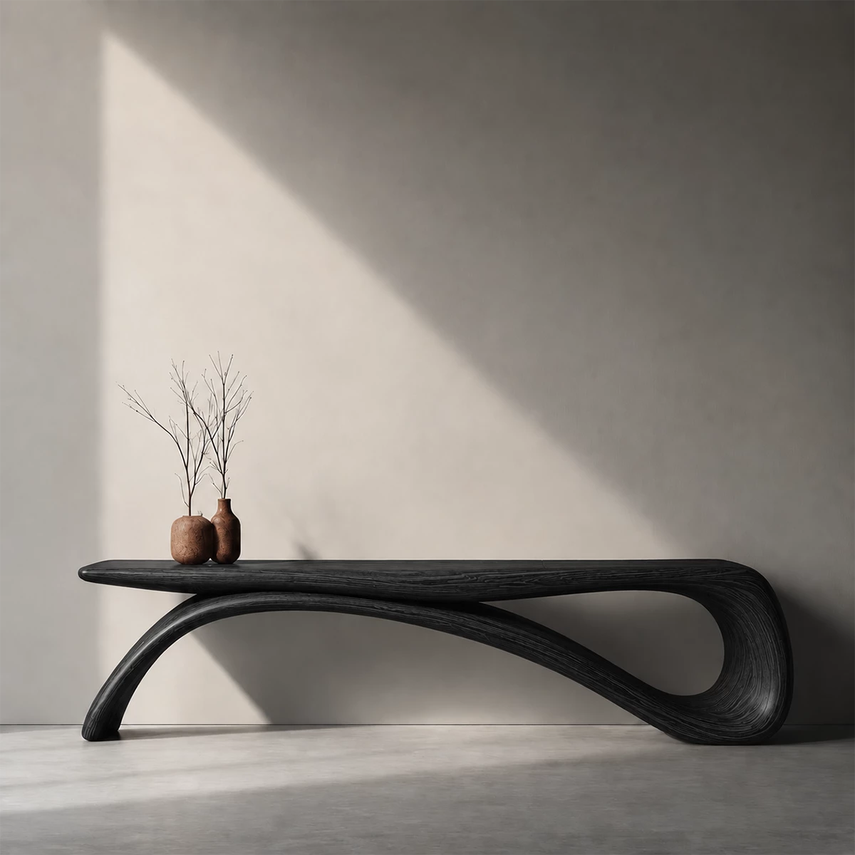 Sculptural Wave Wood Console Table – Organic Natural Wood Console for Modern Interior - Livewoodcraft - 3